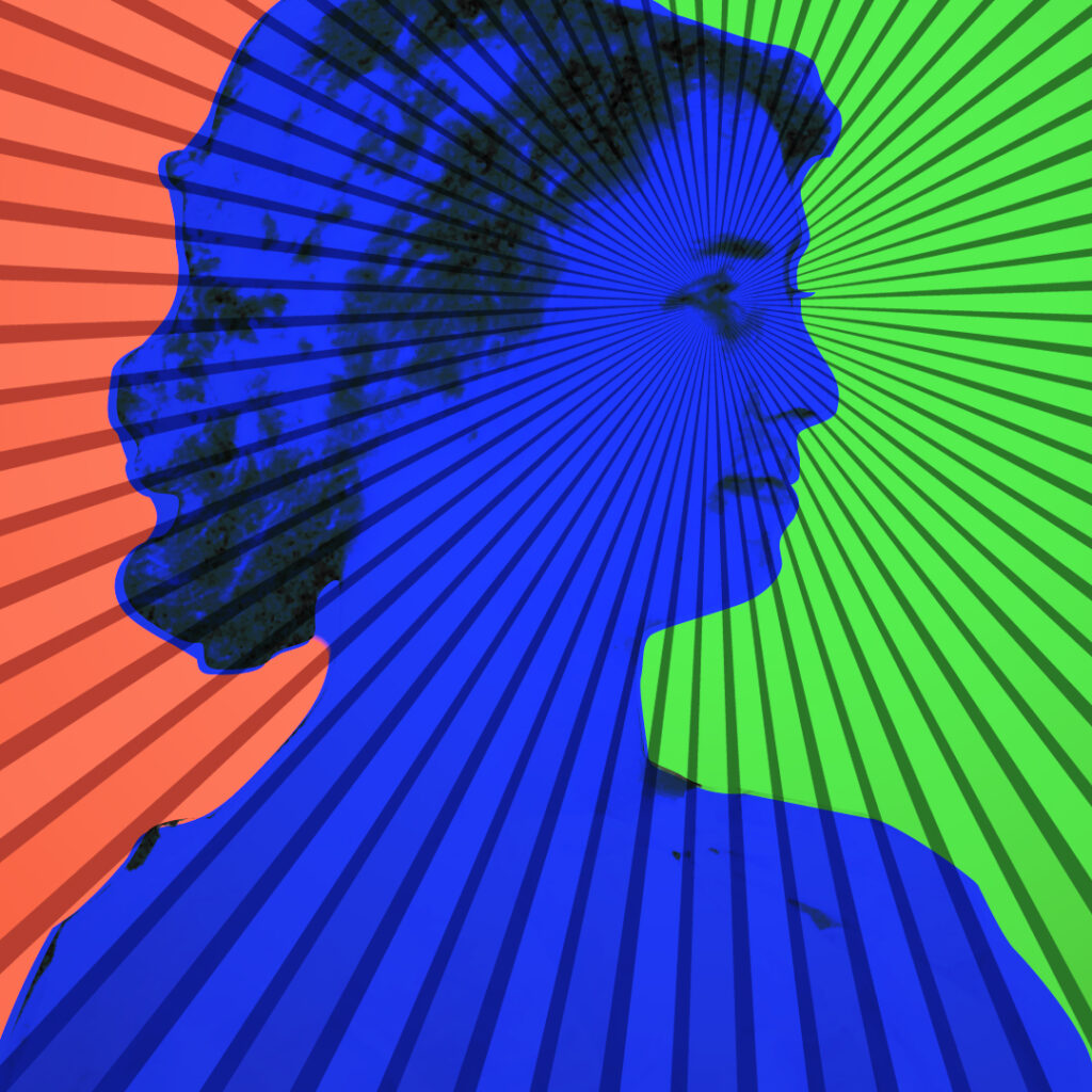 A silhouette of a woman with colorful rays to show disability rights. 

